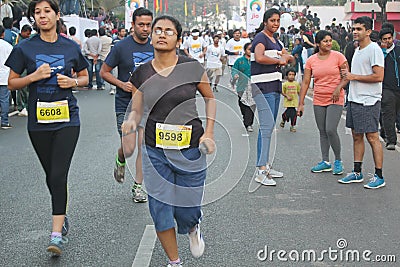 People running at Hyderabad 10K Run Event, India