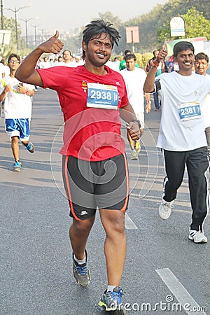 People running at Hyderabad 10K Run Event, India