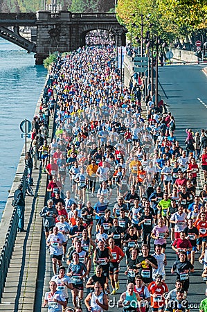 People running paris marathon france