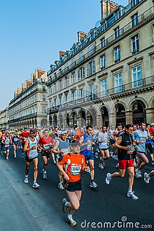 People running paris marathon france