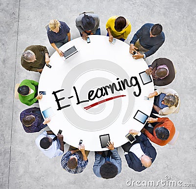 People Social Networking and E-Learning Concept