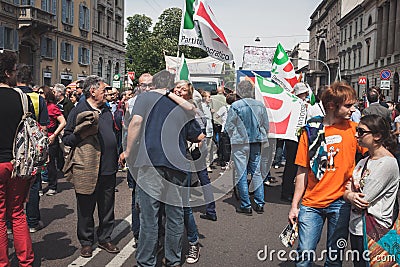 People taking part in the Liberation Day parade in Milan