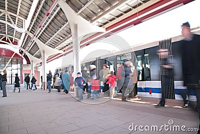 People on train station