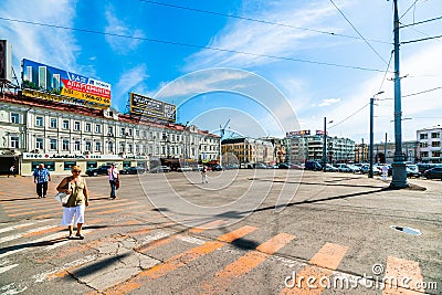 People in Tverskaya Zastava Square of Moscow