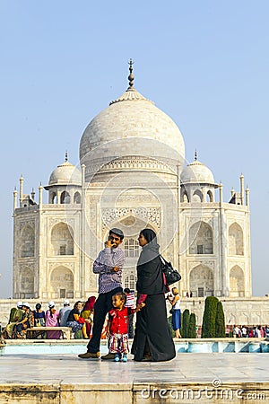 People visit Taj Mahal in Agra,