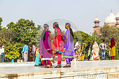 People visit Taj Mahal in Agra,