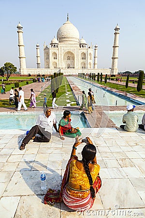 People visit Taj Mahal in Agra,
