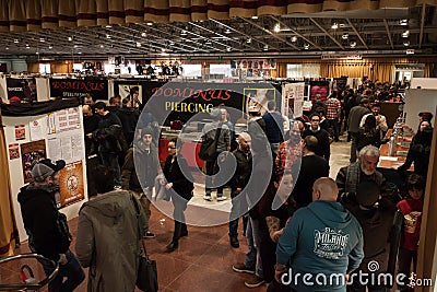 People visiting Milano Tattoo Convention in Milan, Italy