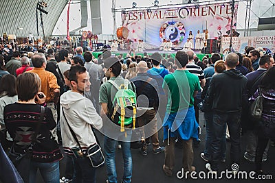 People visiting Orient Festival in Milan, Italy