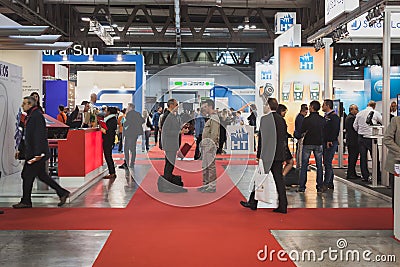 People visiting Solarexpo 2014 in Milan, Italy