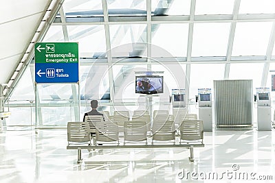 People wait at gate at Suvarnabhumi