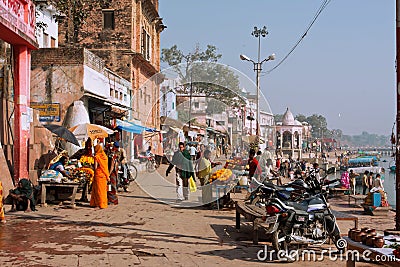 People walk on the indian street