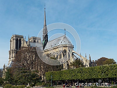 People Walking Near Notre Dame Cathedral in Paris France