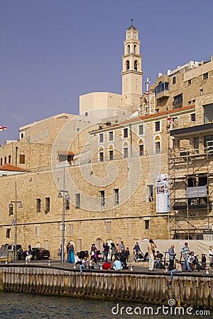 People walking in old Jaffa Port .Israel