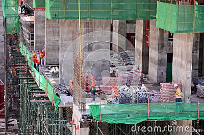 People working on Construction Site at Bangkok Thailand