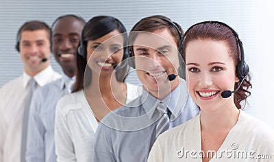 People working togother in a call center