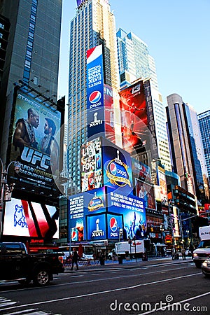 Pepsi Superbowl XLVII advertisement in Times Sq.