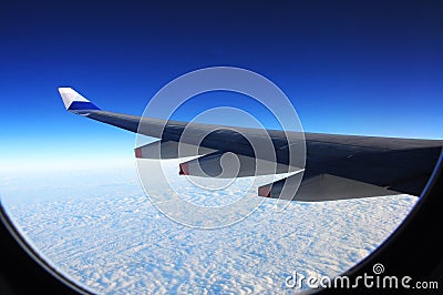 Perfect Blue Sky from a Plane Window