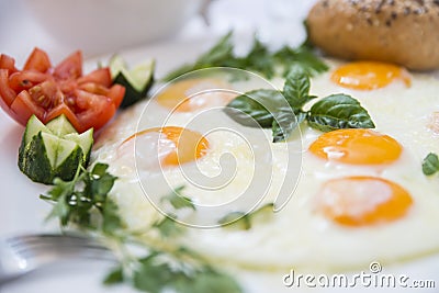 Perfect breakfast- fried eggs and vegetables
