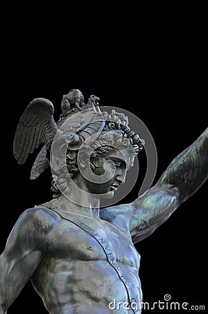 Perseus Holding The Head Of Medusa On Black Background,Florence Stock Photo - Image: 40551394