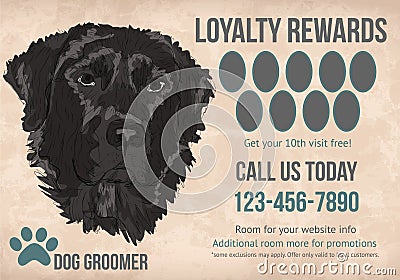 Pet grooming loyalty card tempalte