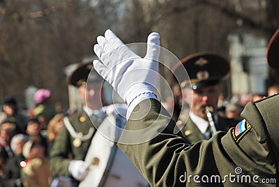 PETROZAVODSK, RUSSIA � MAY 9: conductor hand in a white glove on