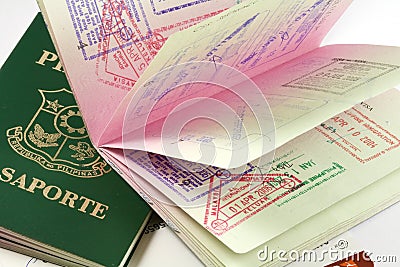 Philippine passports with visa stamps