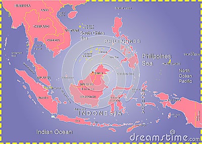 Philippines Sea,Indonesia Map.