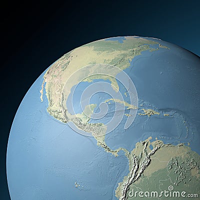 Physical relief map of Central America