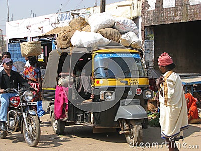 Editorial Image: Piaggio Ape at the indian rural village