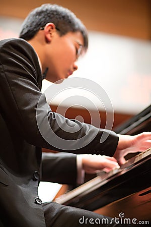 Pianist playing in a classical music concert at the Shanghai Con