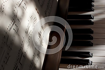 Piano keys and notes