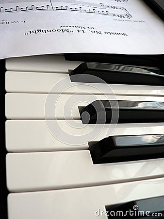 Piano keys and sheet music