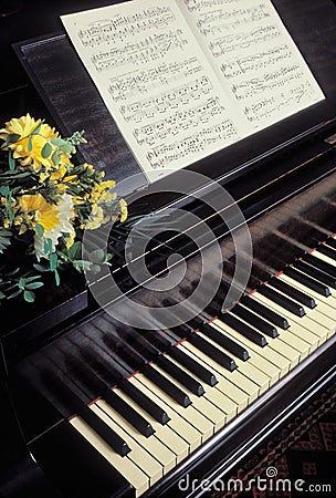 Piano with sheet music