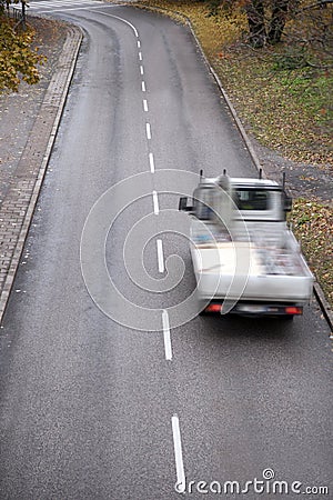 Pick up truck on asphalt road