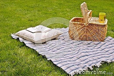 Picnic blanket and basket