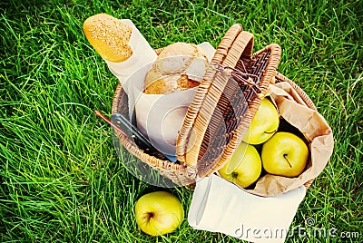 Picnic Food in Wattled Basket