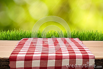 Picnic Table with cheched tablecloth