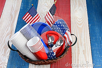 Picnic Table Ready For Fourth of July Party