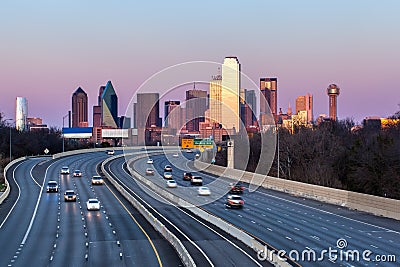 Dallas downtown skyline in the evening