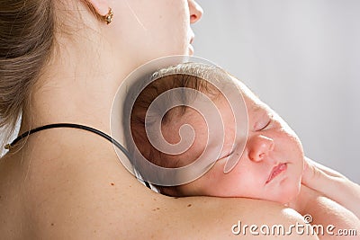 Picture of mother with sleeping baby