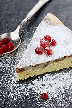 Pie with a cranberry and icing sugar