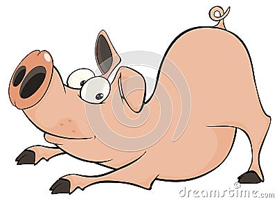 pig cartoon ridiculous nose vector