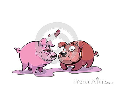 Puppy Love Pictures on Pig And Dog With A Valentine S Heart Between Them Suggesting Love