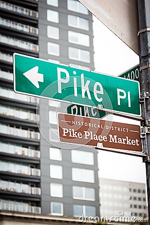 Pike Place Market street sign at marketplace
