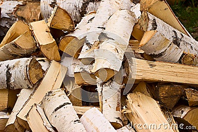 Pile of a birch firewood