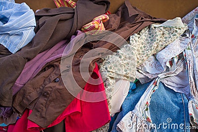 Pile of second hand clothes