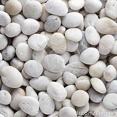 Pile of white stones, close-up of the white pebbles, small white rocks