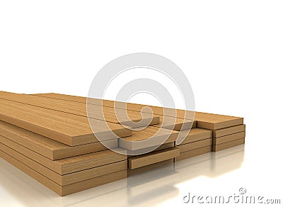 Pile of wood on white