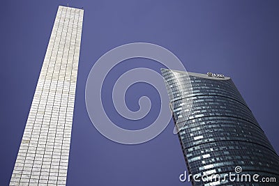 Pillar of Light And Torre Mayor Skyscraper in Mexico City.